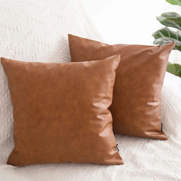 Faux Leather Throw Pillow Covers 16x16” - Picture 1 of 1